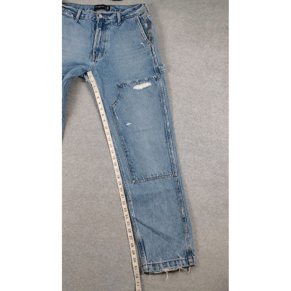 Abercrombie Fitch Double Knee Carpenter Jeans Men 32X32 Baggy Distress Y2K - Picture 10 of 13